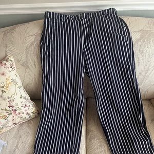 Chicos  blue/white Striped Cotton Cropped pants 2.5
